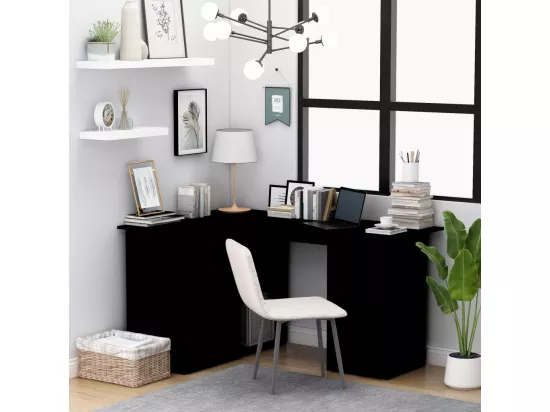 Bureau d'angle Noir 145x100x76 cm Bois d'ingénierie