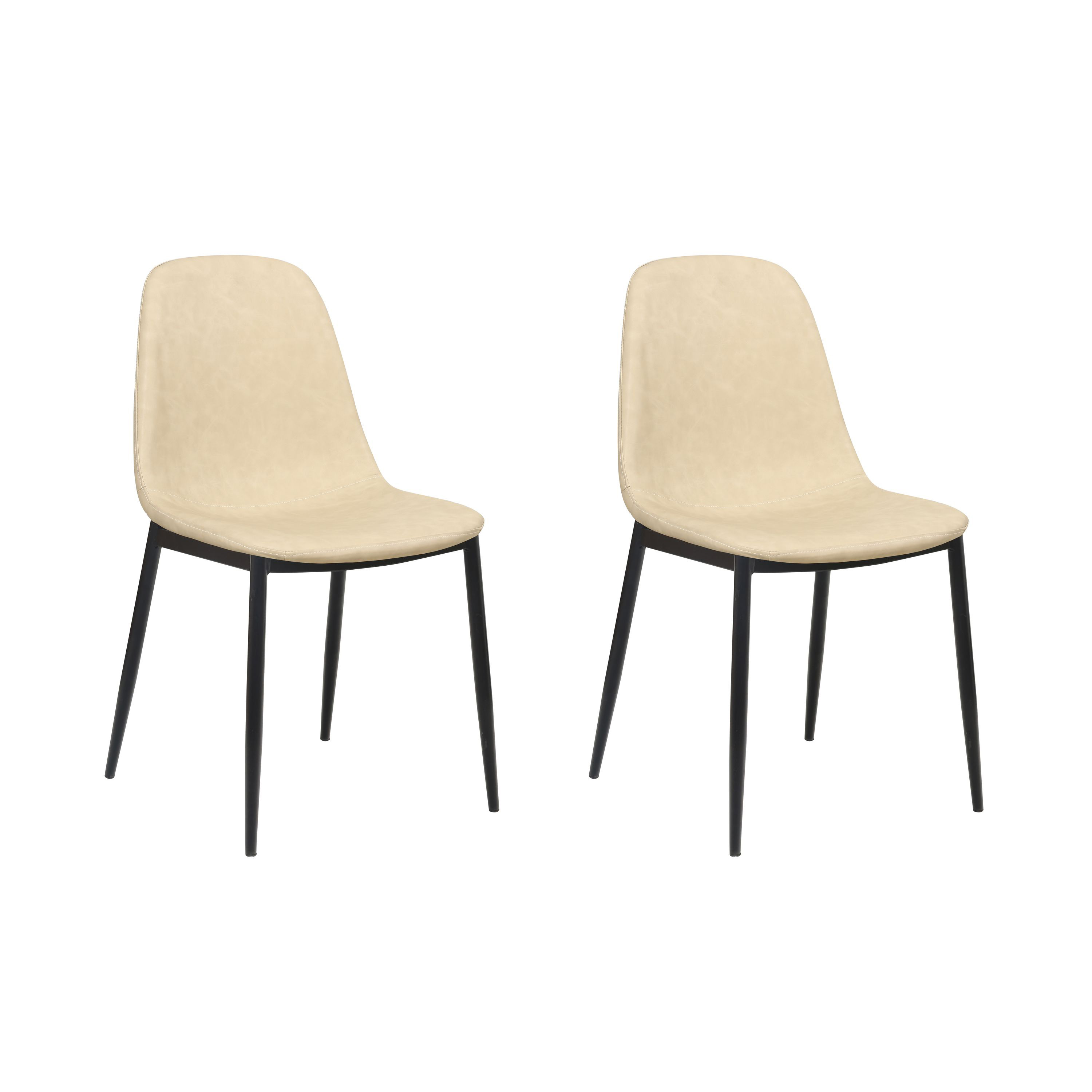 Esszimmerstuhl Leder CHAD 2er Set beige