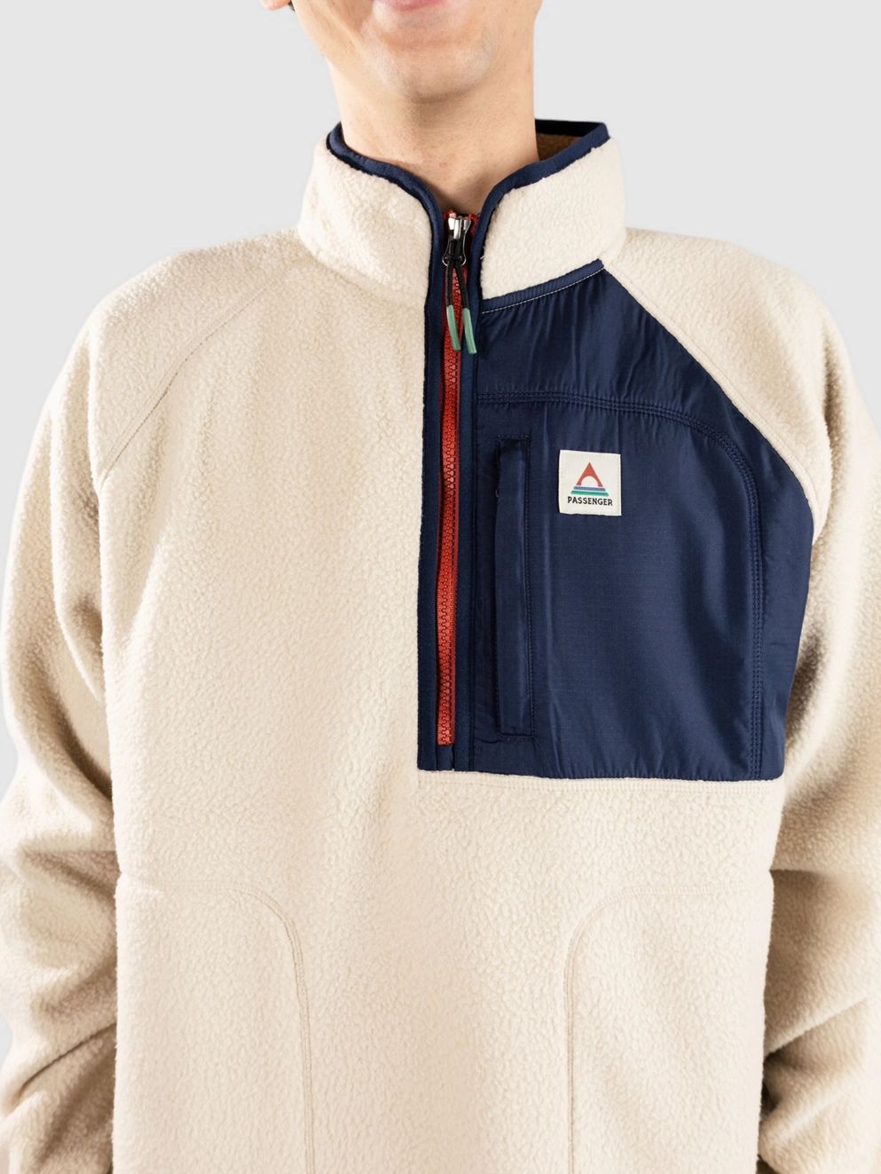 Passenger Offgrid 2.0 Zip 1/2 Recycled Sherpa Jacket oatmeal/navy