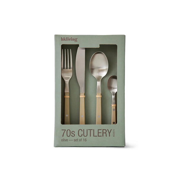 HKliving - 70's Besteck-Set, wood (16er-Set)