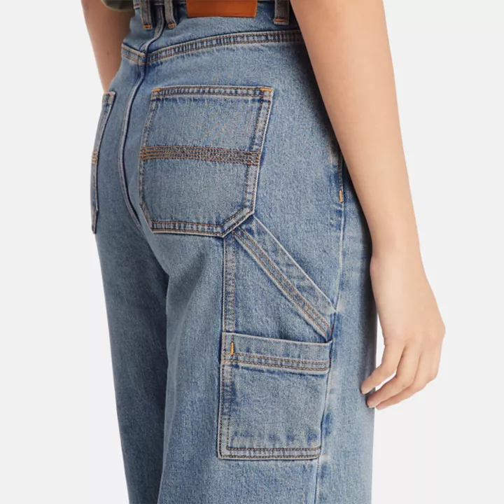 Pantalon charpentier en denim avec technologie Refibra pour femme en bleu