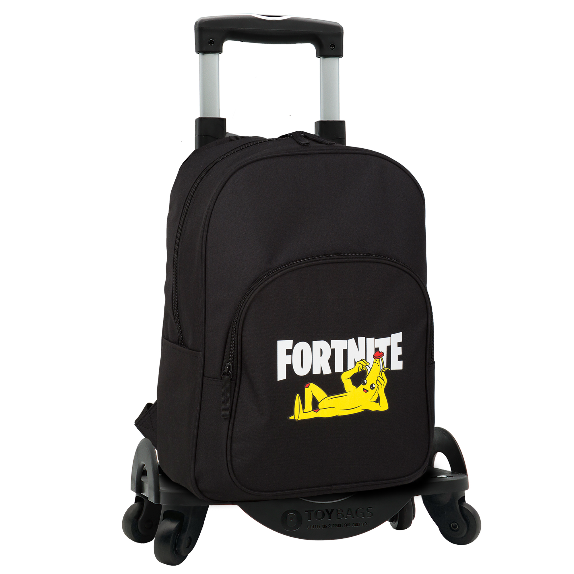 Mochila escolar adaptável Fortnite Crazy Banana + carrinho para brinquedos com 4 rodas giratórias
