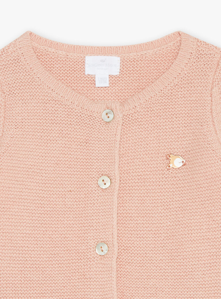 Gilet rose ancien en point mousse