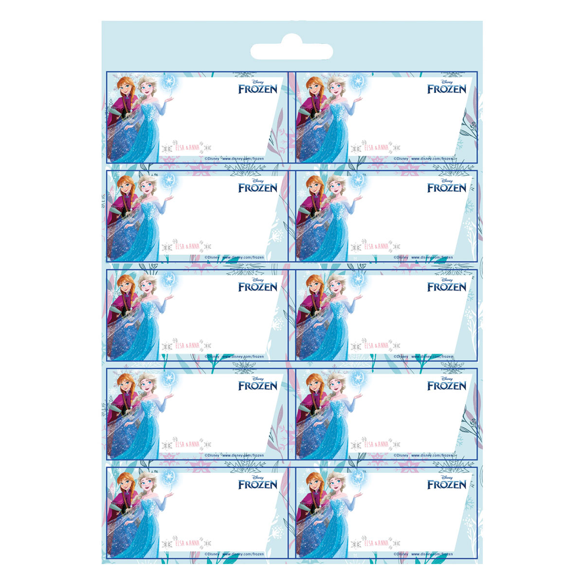 ETIQUETAS ESCOLARES FROZEN 20 UNIDADES 15X21CM