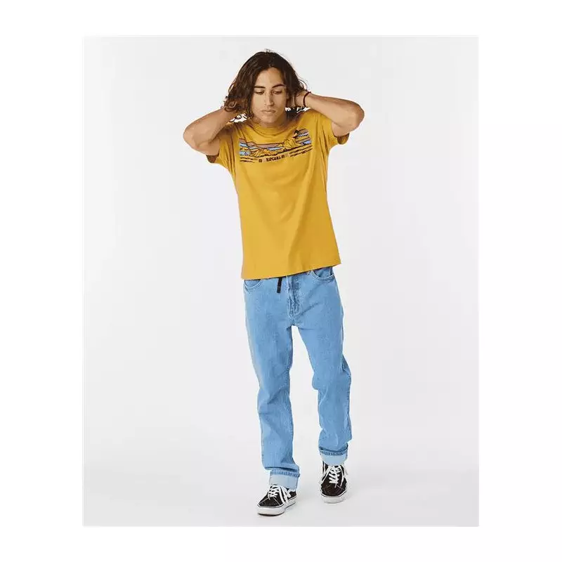 Teeshirt RIPCURL Down The Line Stripe S/S Tee Mustard Gold