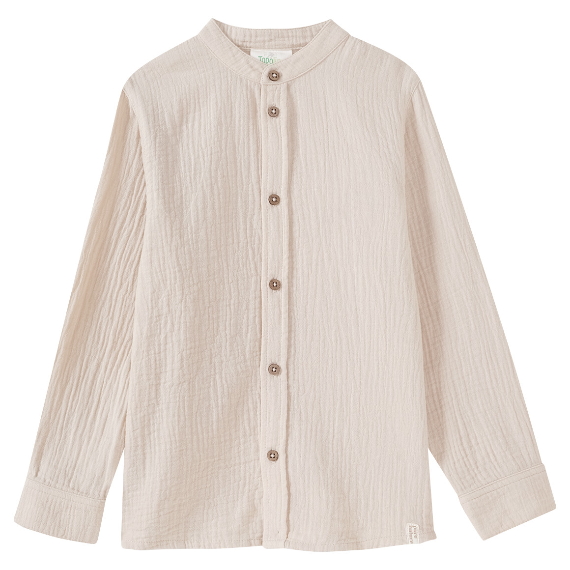 Topolino Pure Collection Jungen Musselin-Hemd mit Stehkragen hellbeige