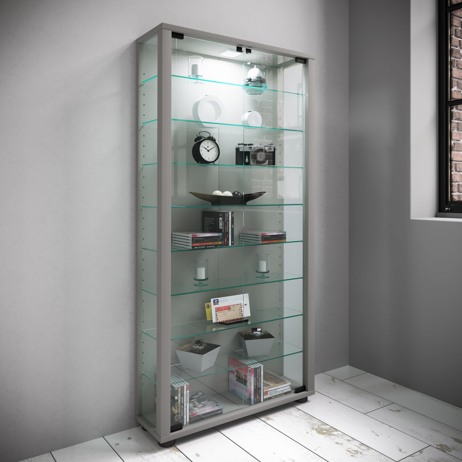 Vitrine LUMO MAXI - silber - 59 cm
