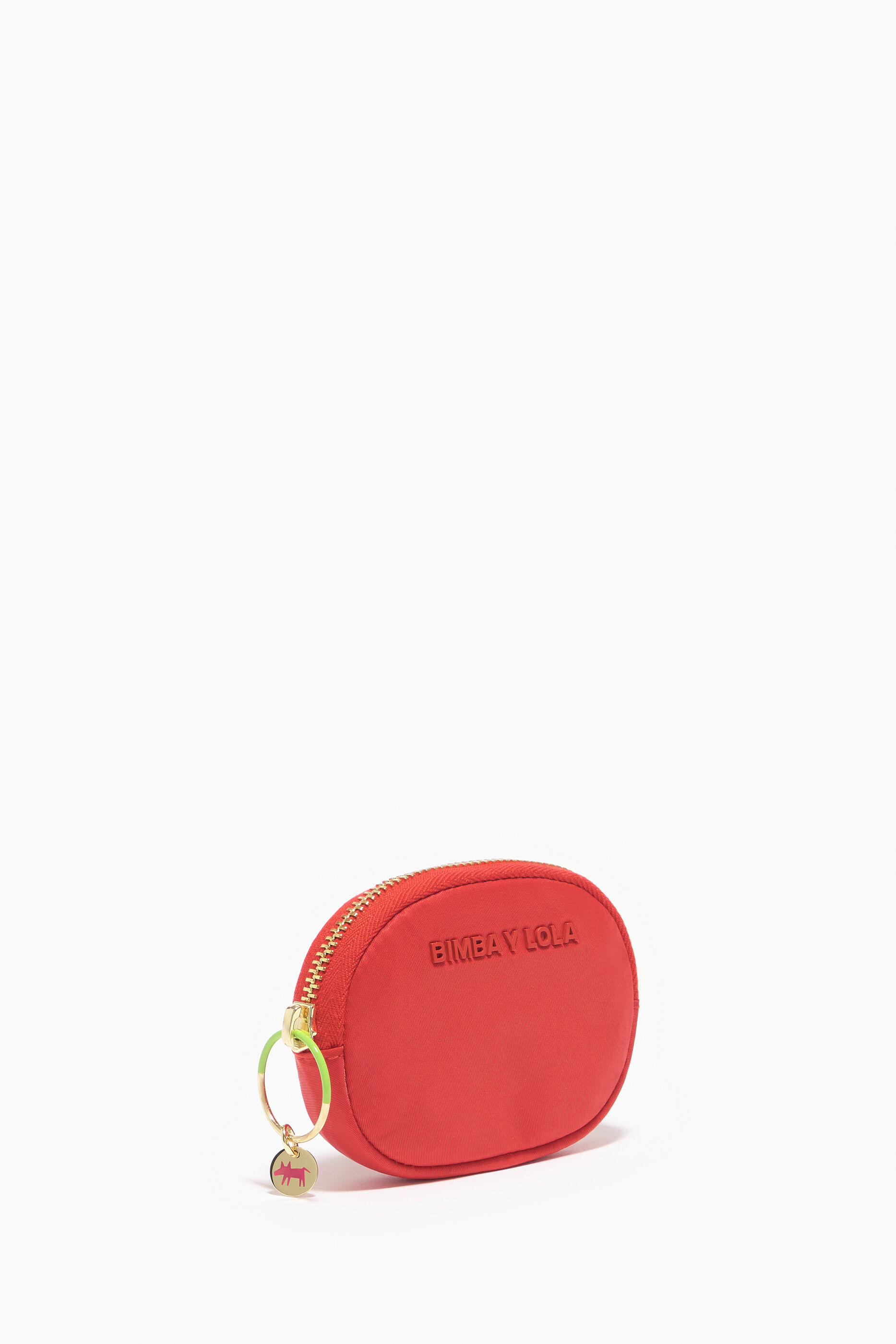 Porta-moedas oval de náilon vermelho