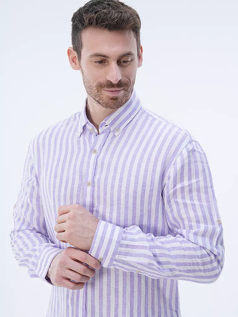 BRAX Leinenhemd Modern Fit DIRK S lila
