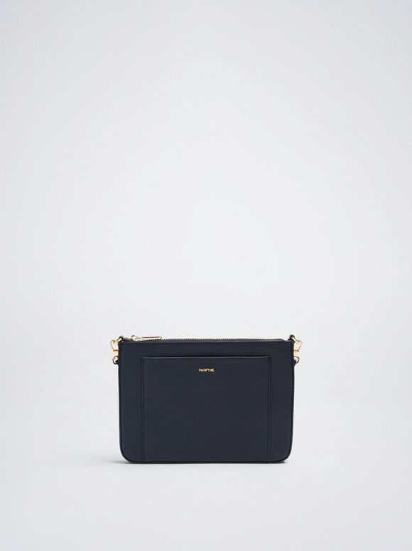 Bolsa de ombro com bolso externo - Azul marinho