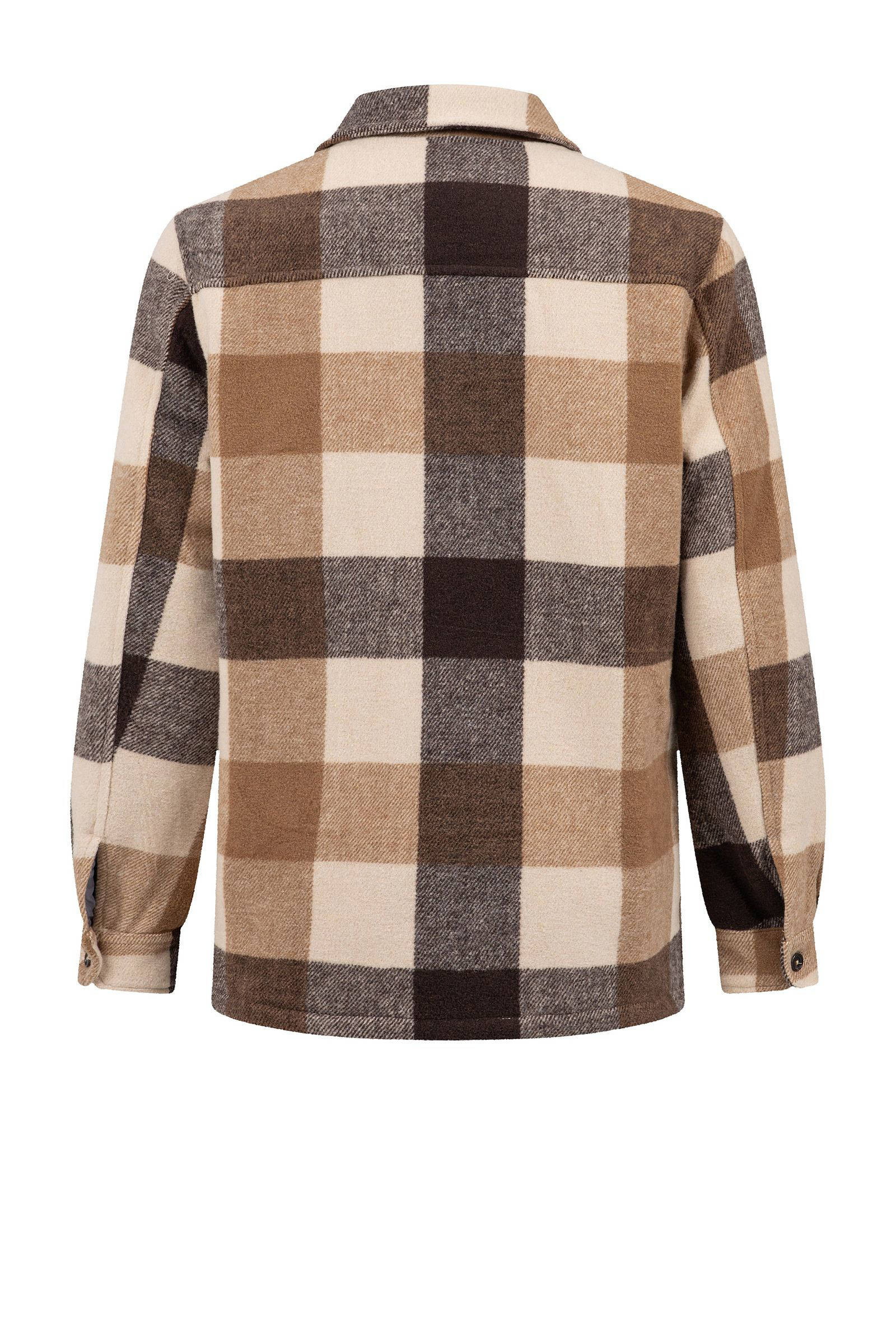 Life-Line gewatteerd flanel overshirt Bello bruin/beige