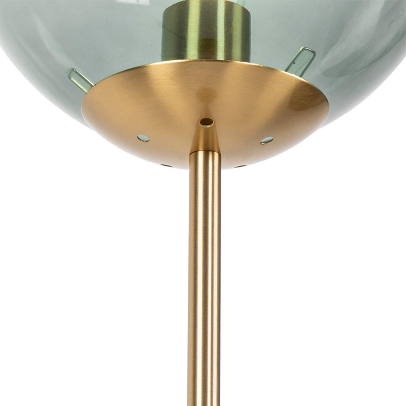 QAZQA - Art Deco vloerlamp | Staande lamp | Vloerlamp | Lamp | Verlichting | Messing met groen glas - Pallon Mezzi | Woonkamer | Slaapkamer - Langwerpig - LED-compatibel E27