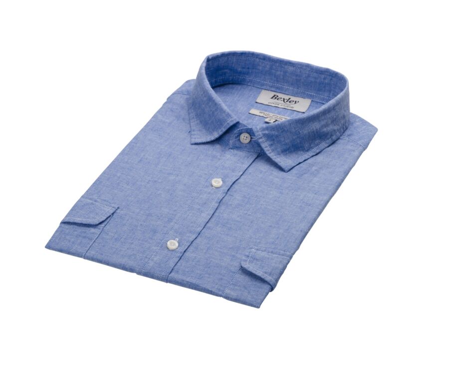Chemise homme coton/lin Chambray Bleu Océan - SIPHÉRIN