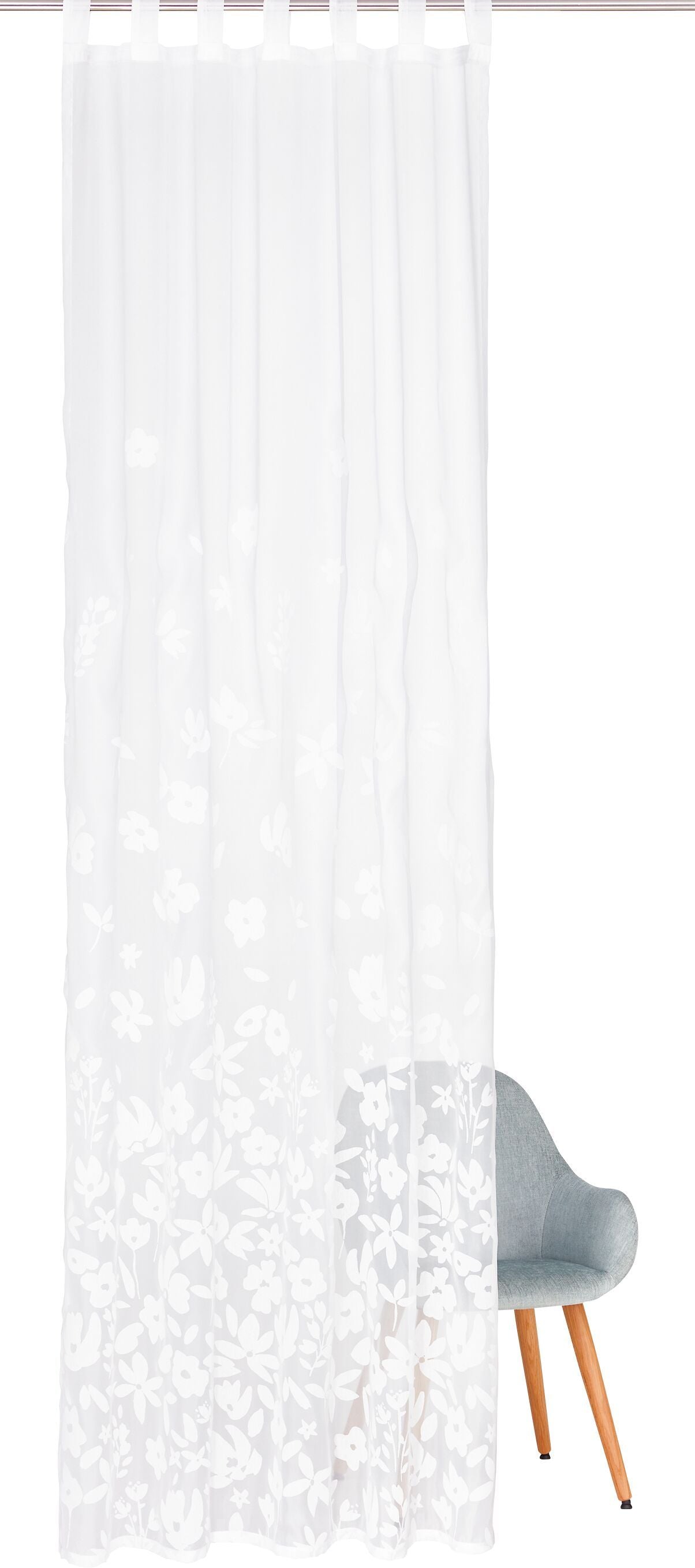 FLORES Fertigvorhang Tag - Weiss / B: 150.0 cm x H: 270.0 cm