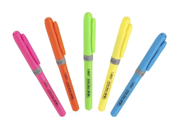 Overstregningspen BIC Highlighter Grip grøn med skrå spids - (12 stk.)