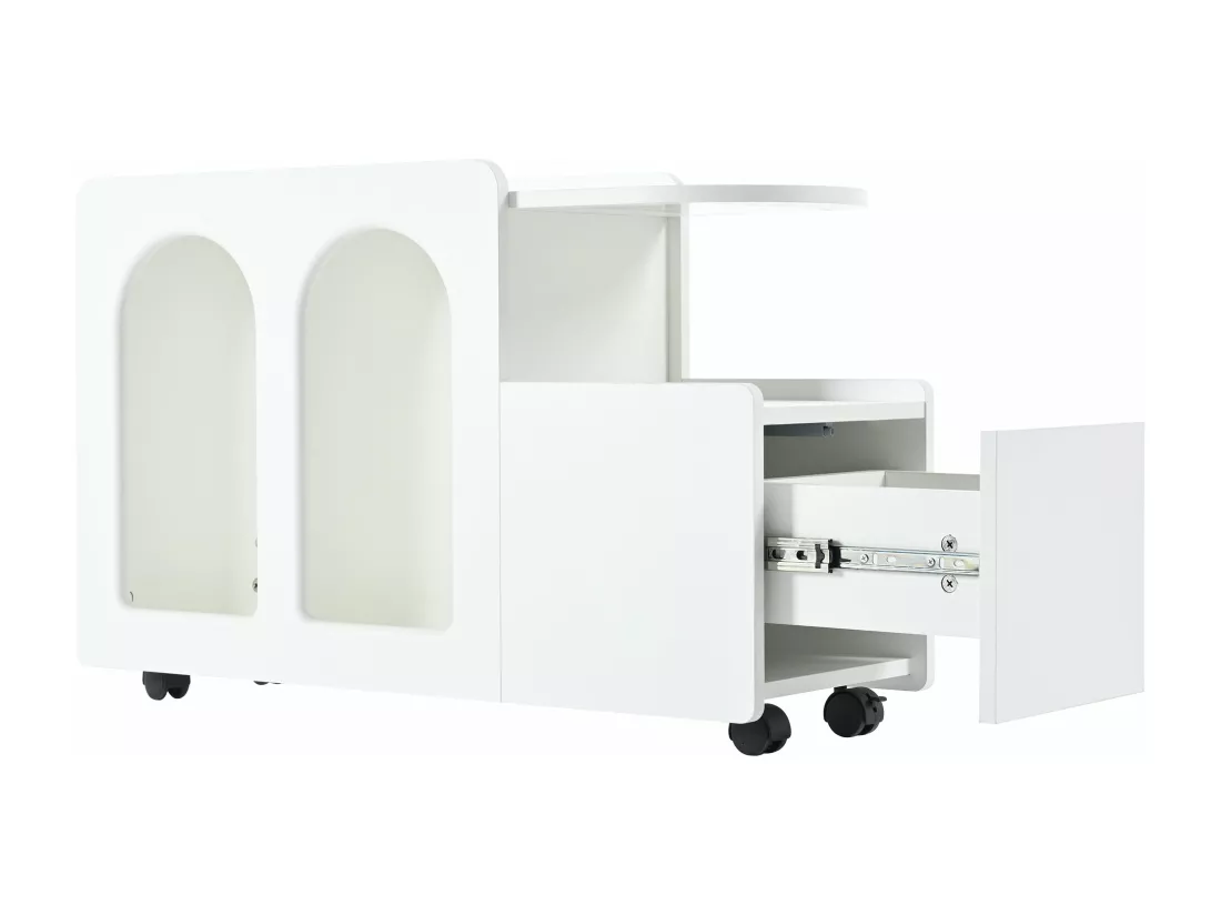 Meuble latéral mobile blanc crème,d82cm×h53cm