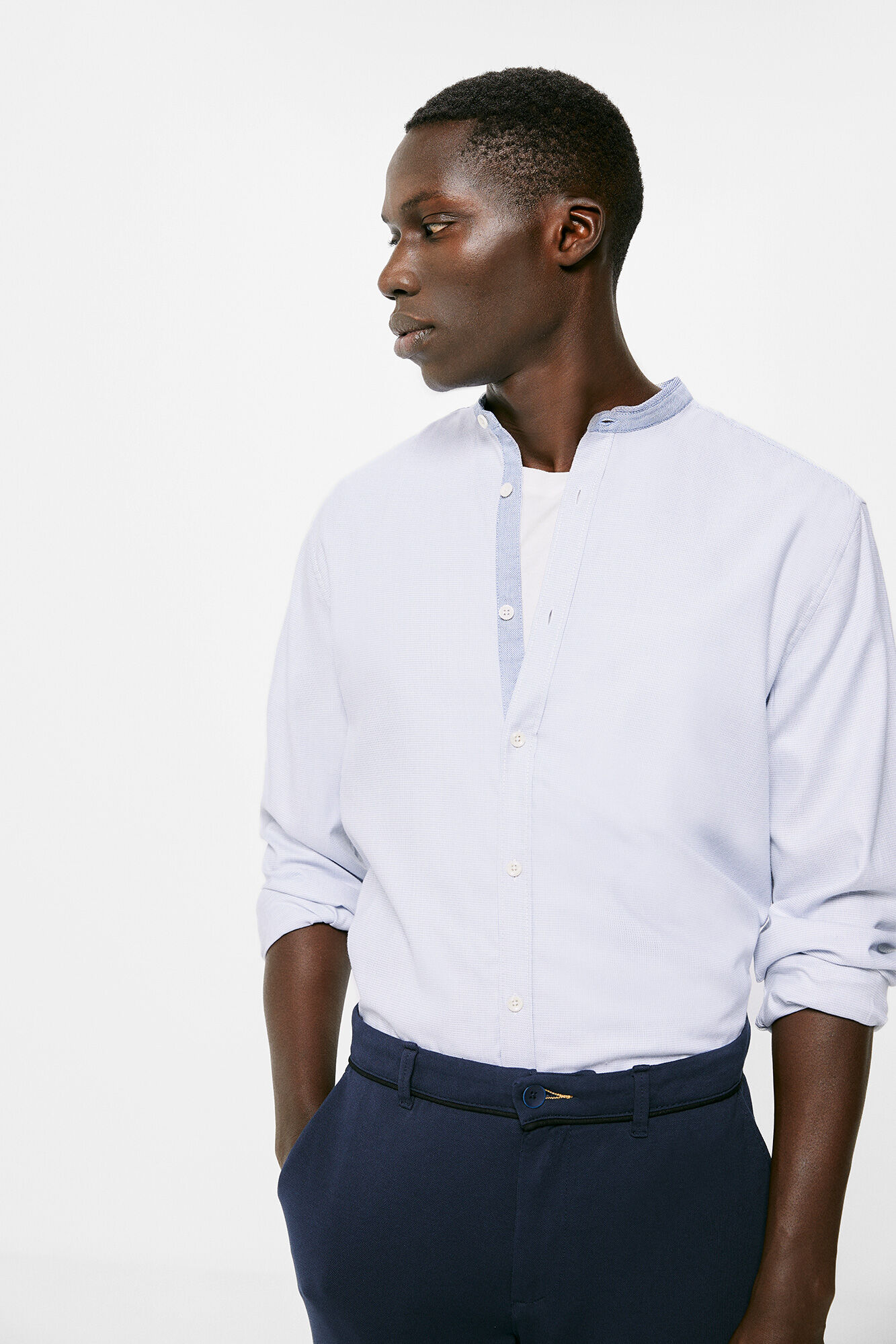 Camisa estilo Mao - azul claro