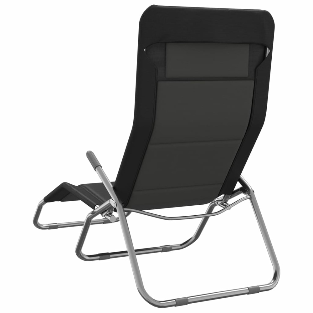 Chaises longues pliables 2 pcs noir textilène et acier
