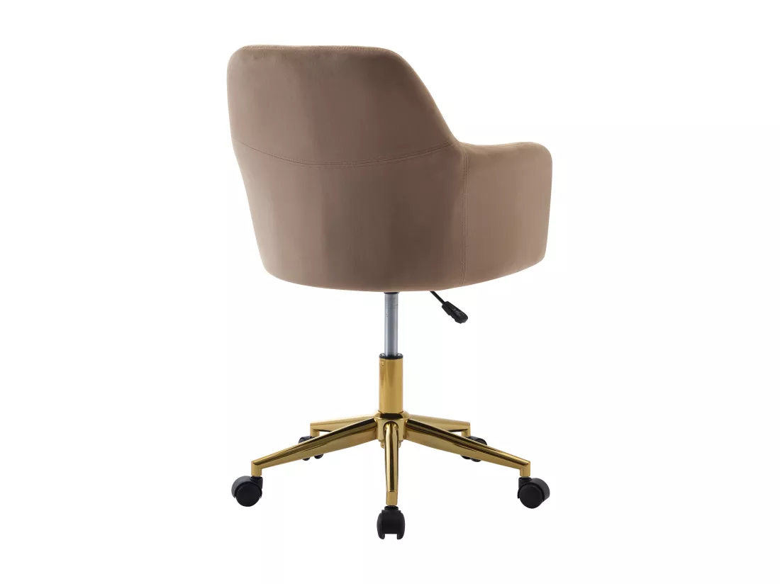 Chaise de bureau - Velours - Beige et doré - Hauteur réglable - ELEANA
