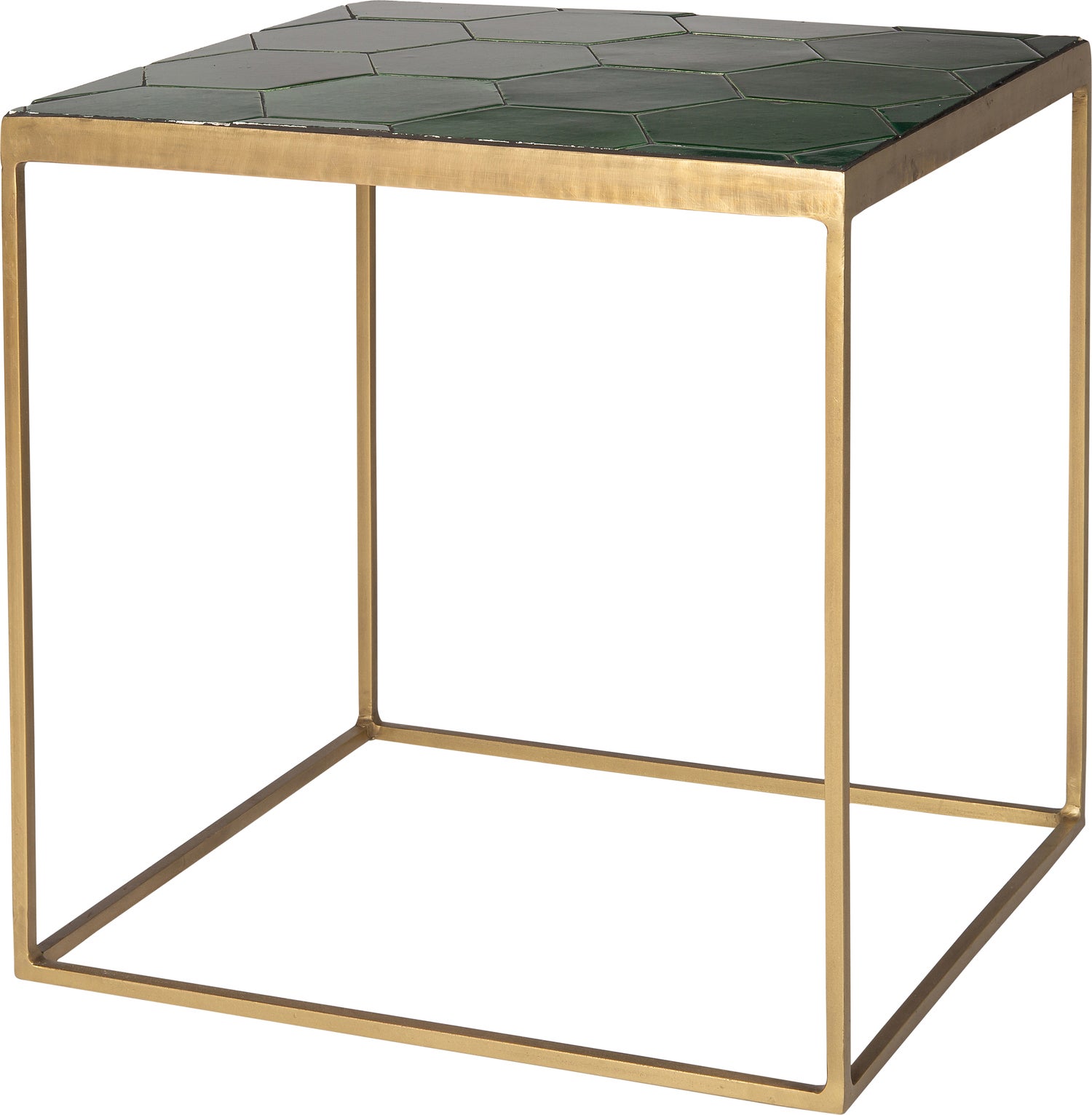 Intratuin bijzettafel Silka groen / goud 45 x 40 x 45 cm