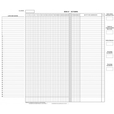 Registre appel journalier éditions fuzeau couverture 250g/m2 a4 210x297mm non découpé
