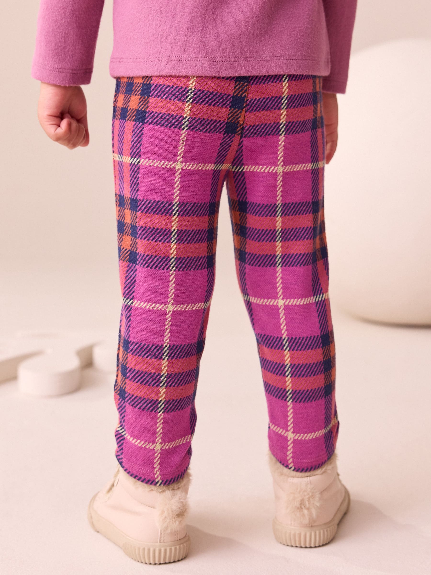Paars - Check Leggings (3mths-7yrs)