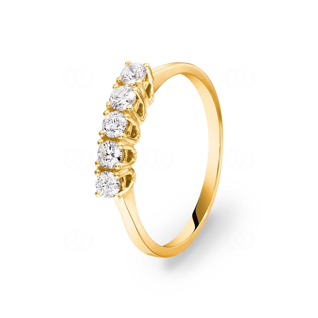 Verlobungsring 750/18 K Gelbgold mit Diamanten 0.42 ct H/si