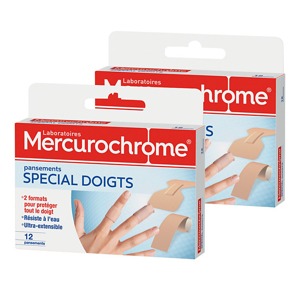 Pansements doigts Mercurochrome, 2 boîtes de 12 pansements