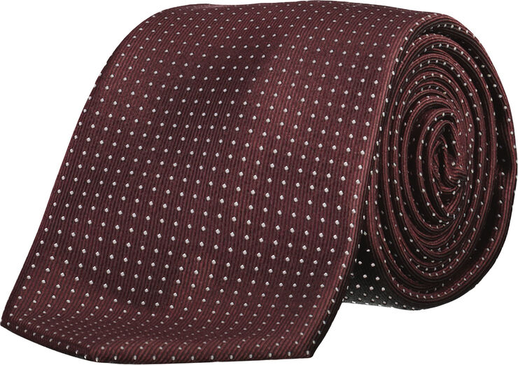 Lindbergh Polyester tie with dots 7 cm Bordeaux