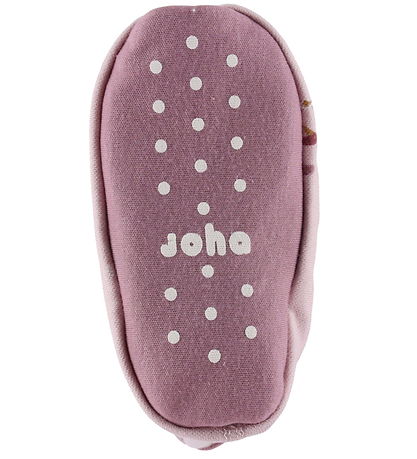 Joha Krabbelschuhe - Wolle/Baumwolle - Light Bordeaux m. Gänse