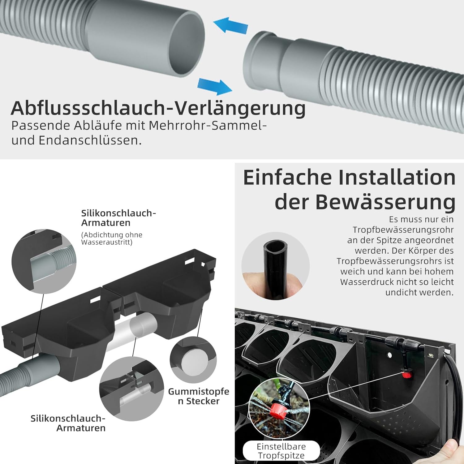 Hängende vertikale Wand Pflanze mit Automatischem Bewässerungssystem,CEIEVER Platzsparende Pflanzenwand 36 Stück Vertikaler Garten Pflanzenwand Blumentopf Set für Hof Garten Balkon
