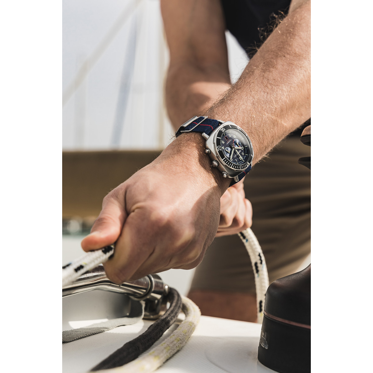 Montre BRISTON clubmaster outdoor homme bracelet tissu noir