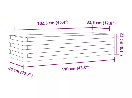Jardinière bac lit surélevé bois marron 110 x 40 x 23 cm 02_0038429