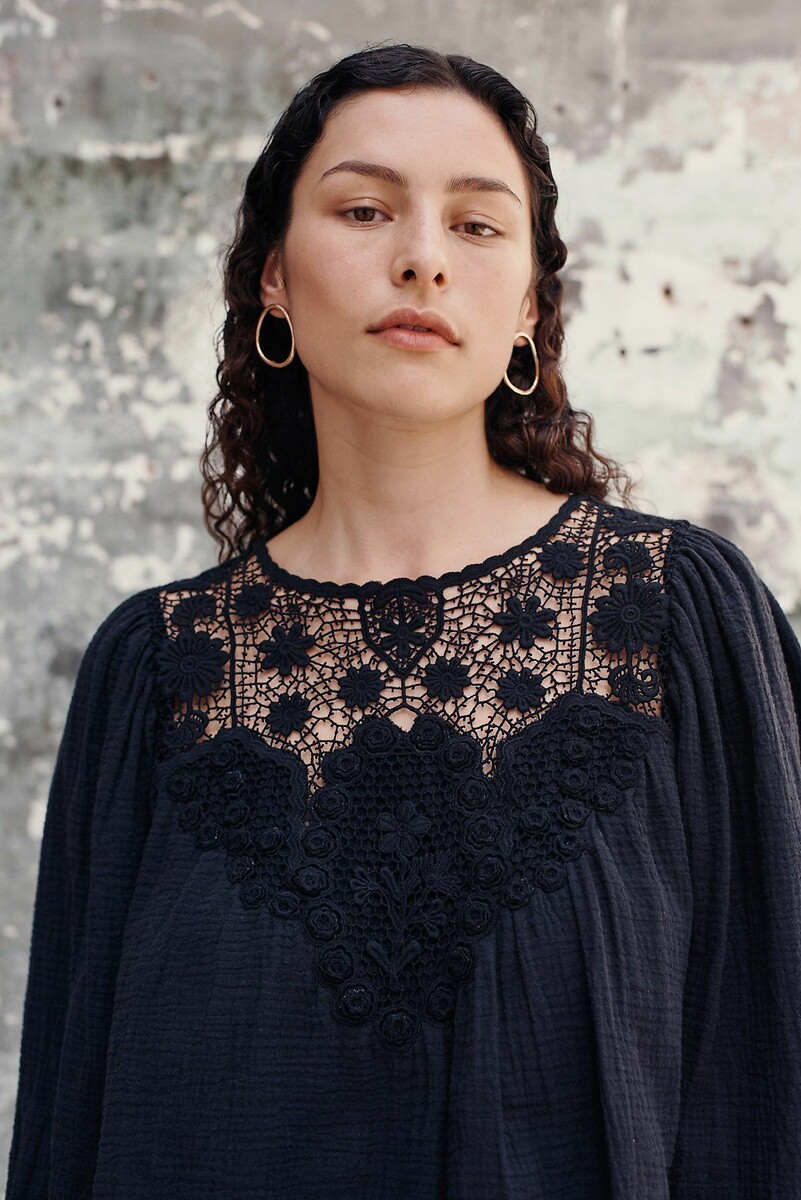 LOUISE MISHA<br>Blusa de algodão com bordado, RIYA