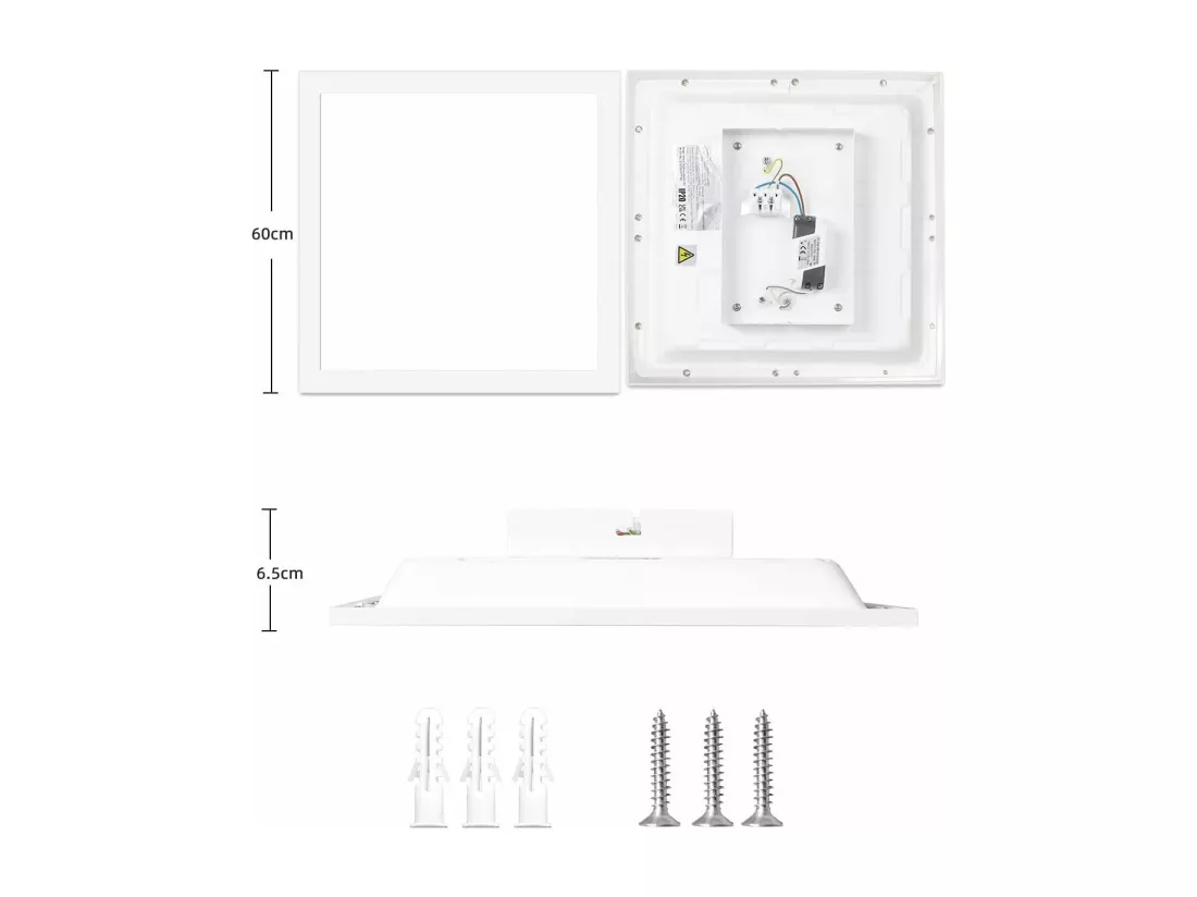NETTLIFE Plafonnier panneau LED salon 60*60CM 40W plat 3000K