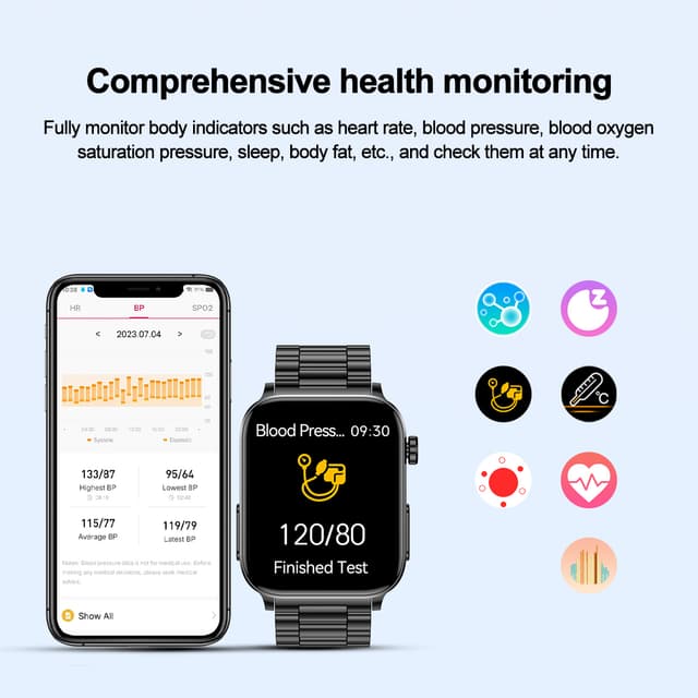 INF Smart ur med puls, søvnmonitor, skridttæller IP68