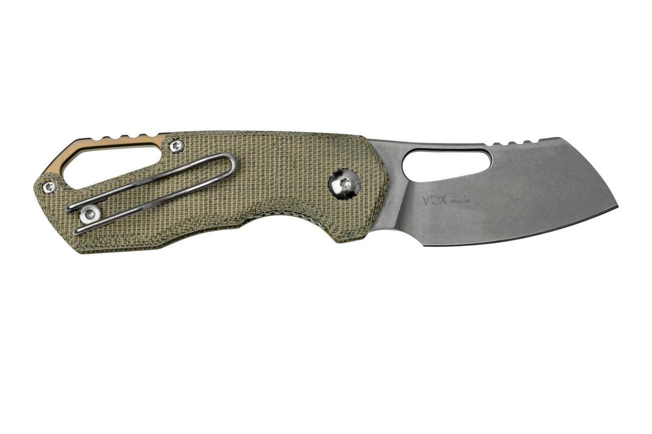 MKM Isonzo FX03M-2GC Cleaver M390, Green Canvas Micarta zakmes, Jesper Voxnaes design