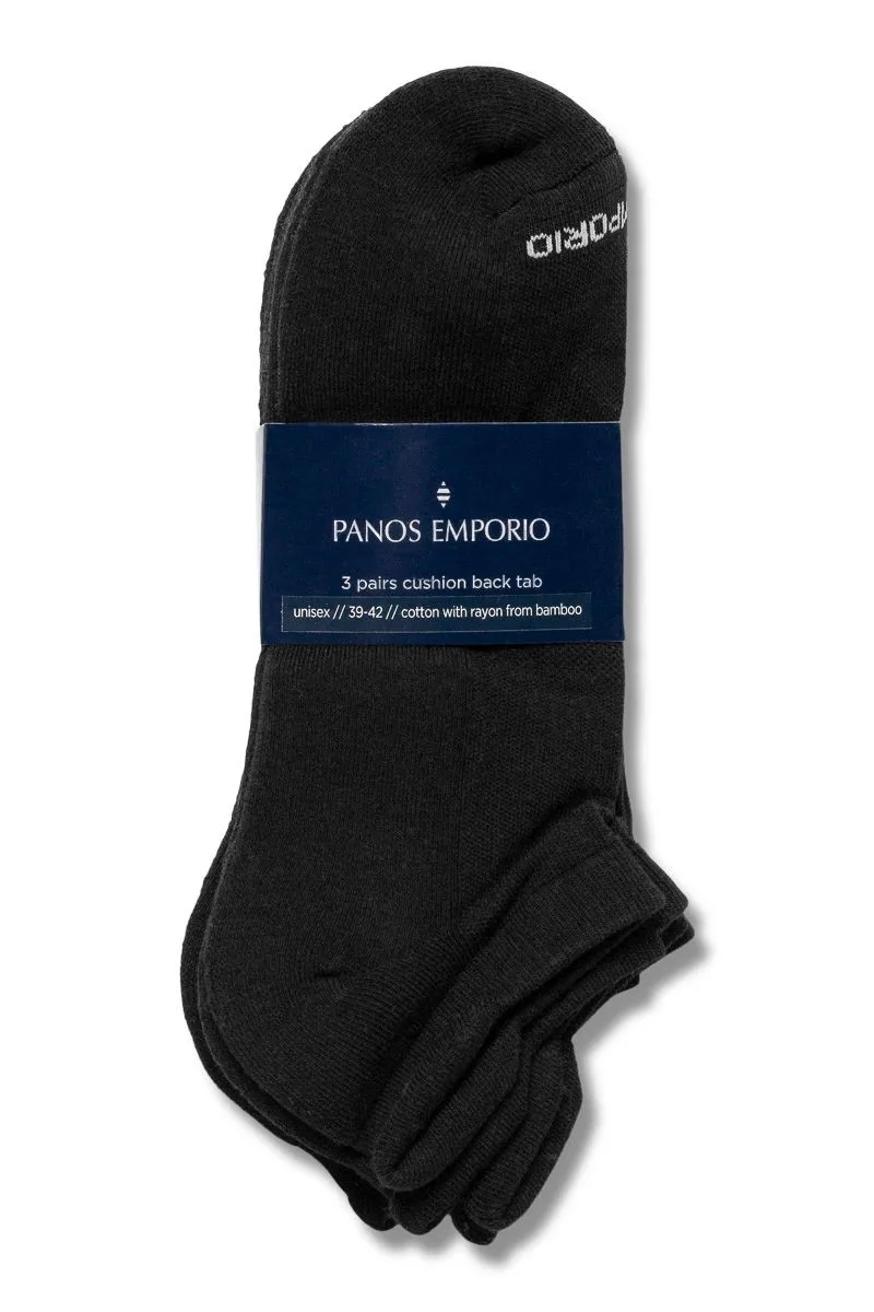 Panos Emporio 3PK TECH TAB SNEAKER -COTTON BAMBOO BLACK