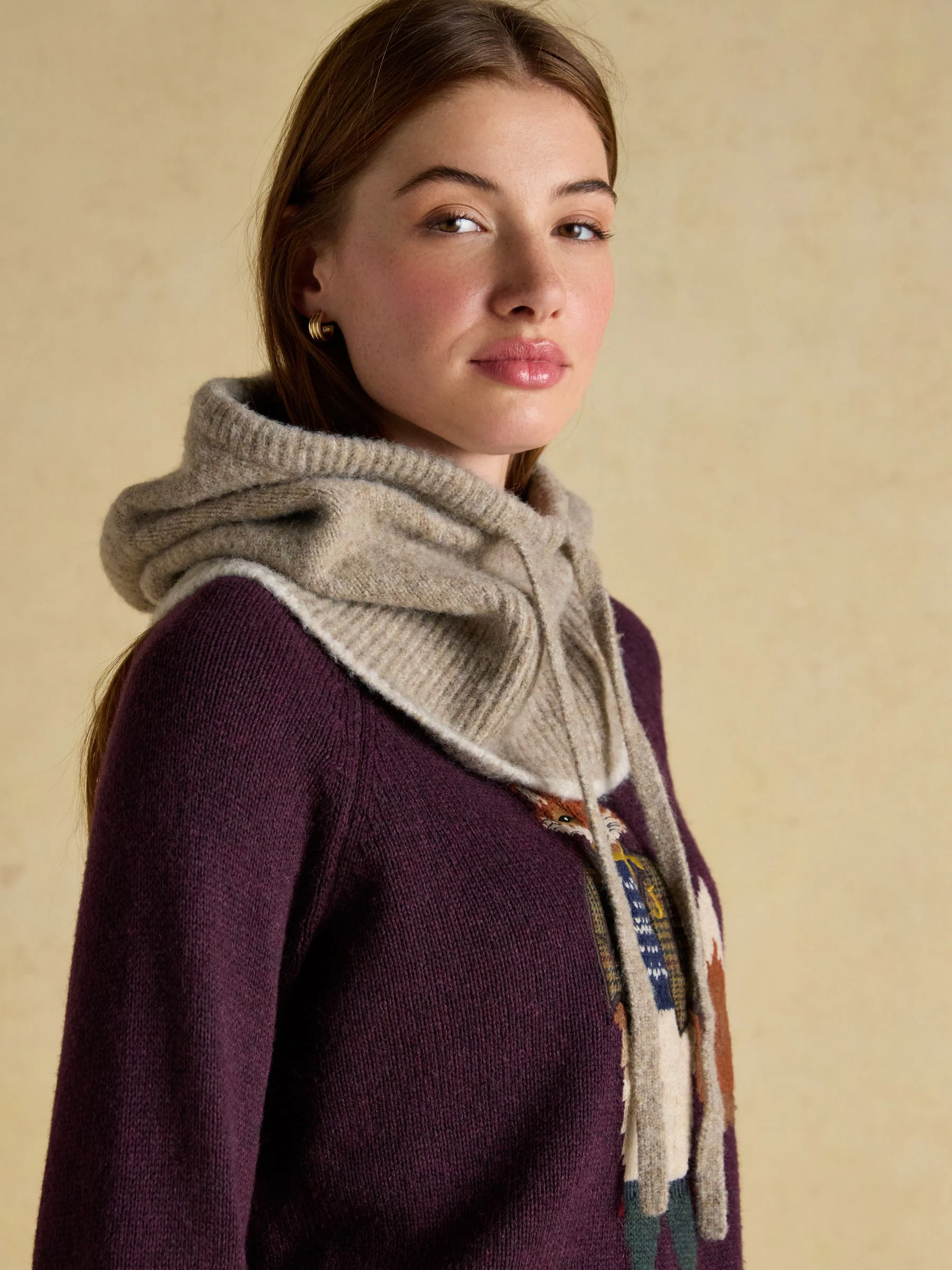Neutraal - Joules Kendra Knitted Hood