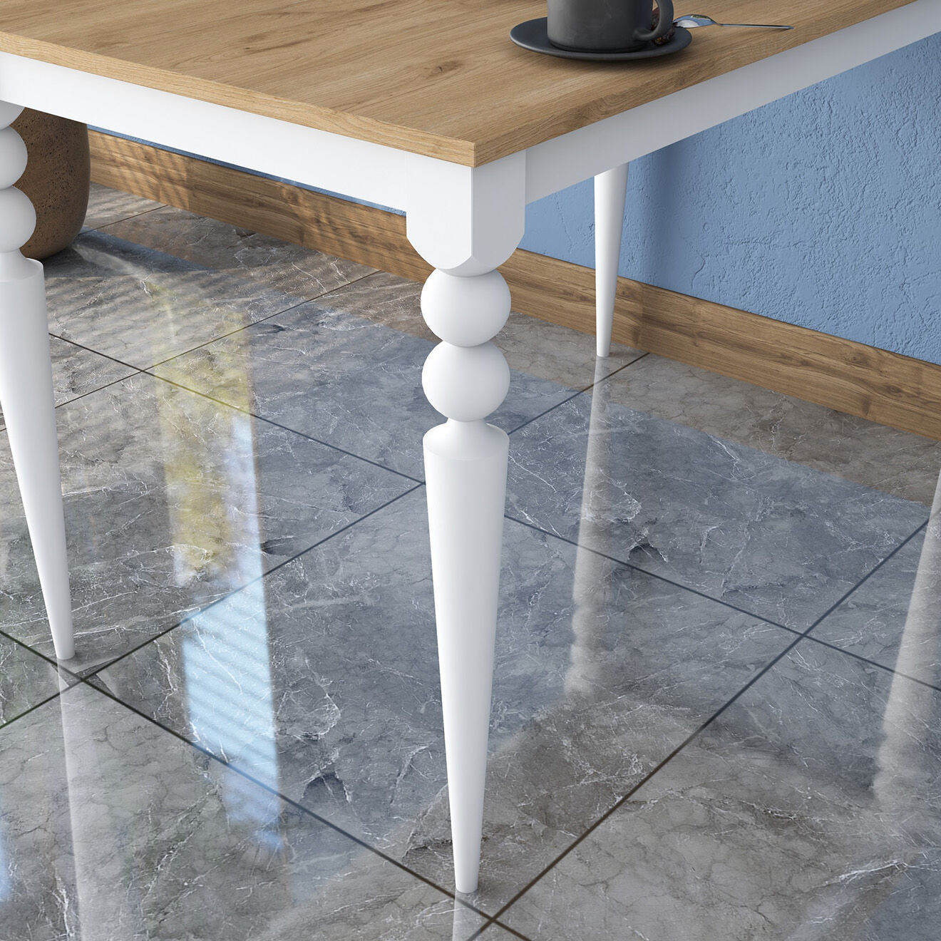Homitis Table à manger JA104 noyer/blanc - 120x73x8x70 cm
