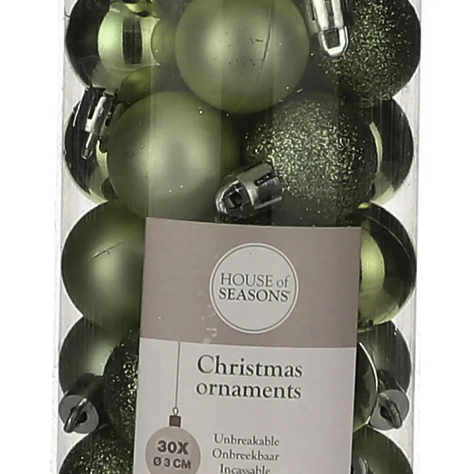 House of Season Kerstballen - 30st - kunststof - donkergroen - 3cm