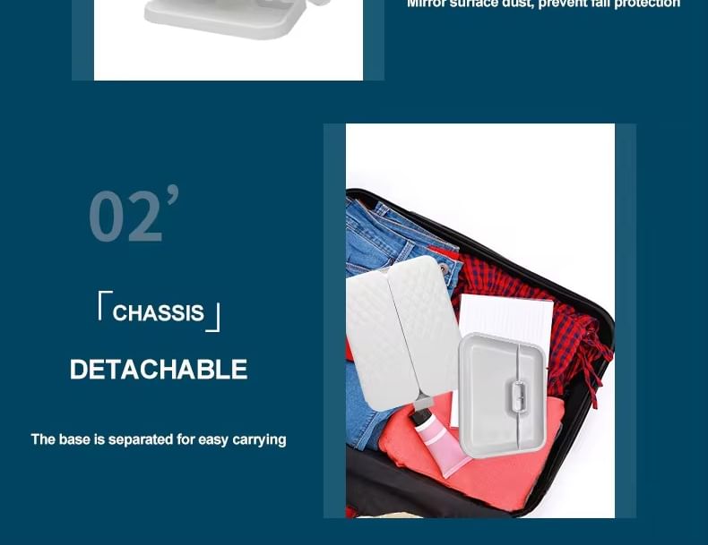 HOMTEC - 3-delige USB oplaadbare bureauspiegel met ledverlichting