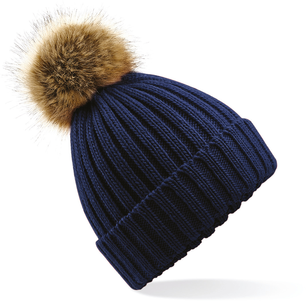 Beechfield B412 - BONNET EPAIS AVEC POMPON EN FAUSSE FOURRURE