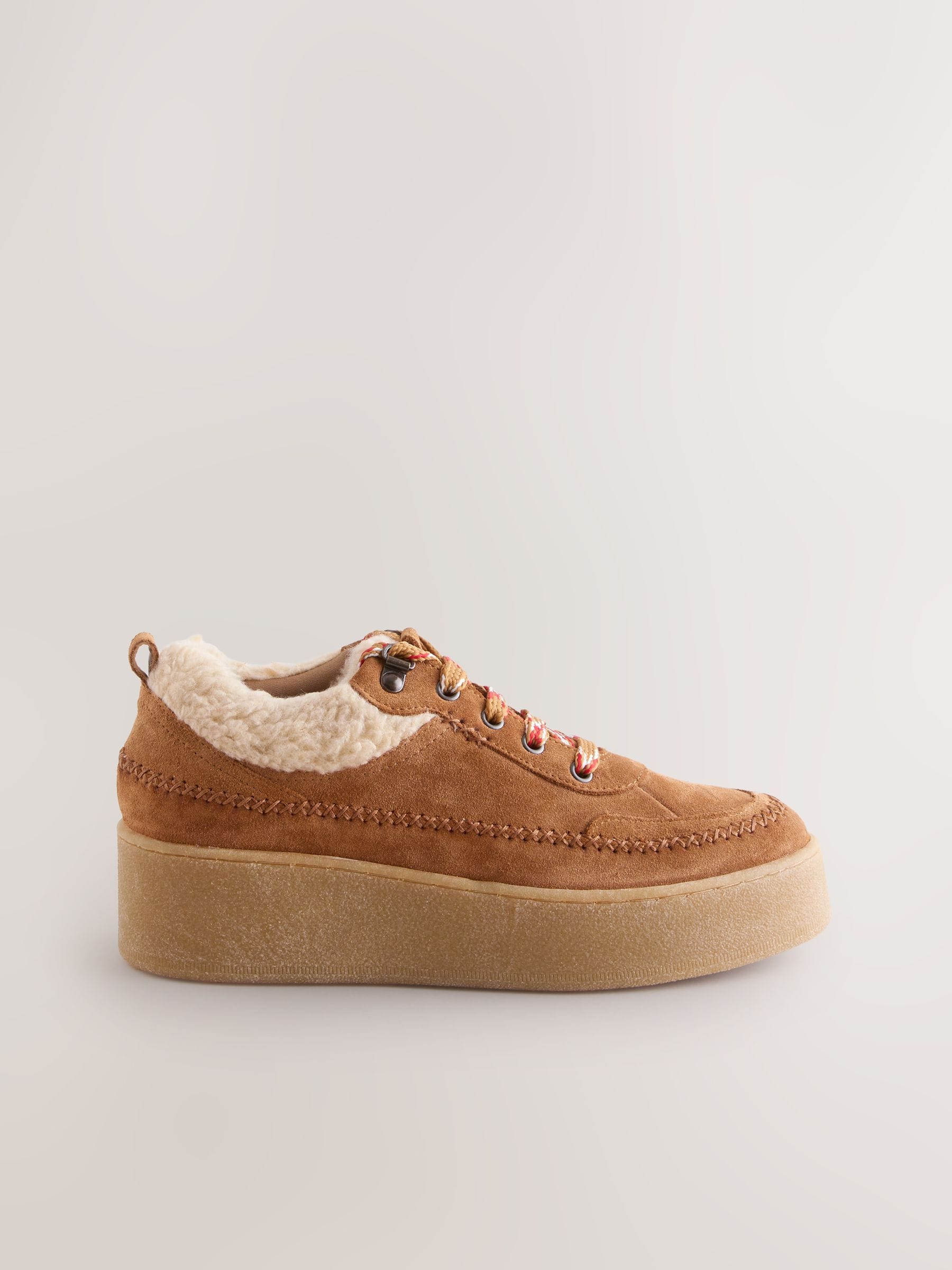 Lichtbruin - Signature Premium Leather Hiker Wedge Trainers
