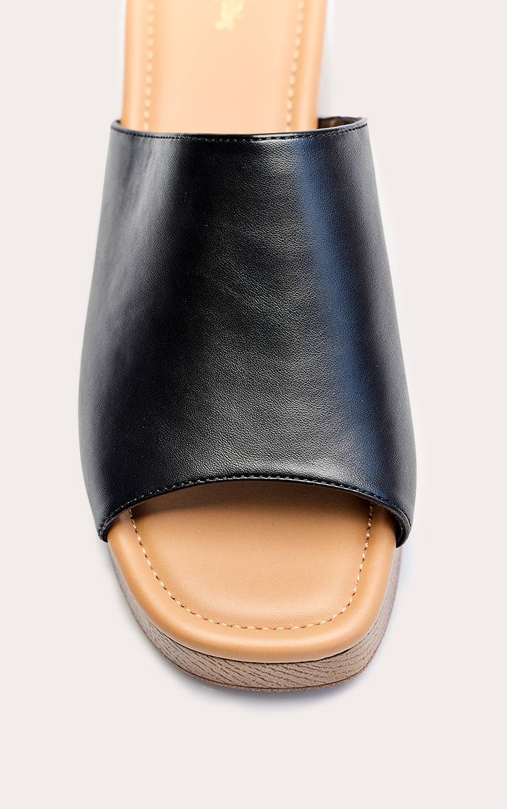 Noir Mules À Plateforme Et Talon Bloc En Synthétiquecuir Coupe Large