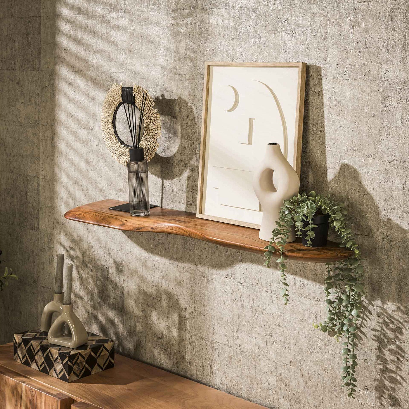 Giga Meubel - Wandplank Naturel Acaciahout - 120x20x4cm - Organic