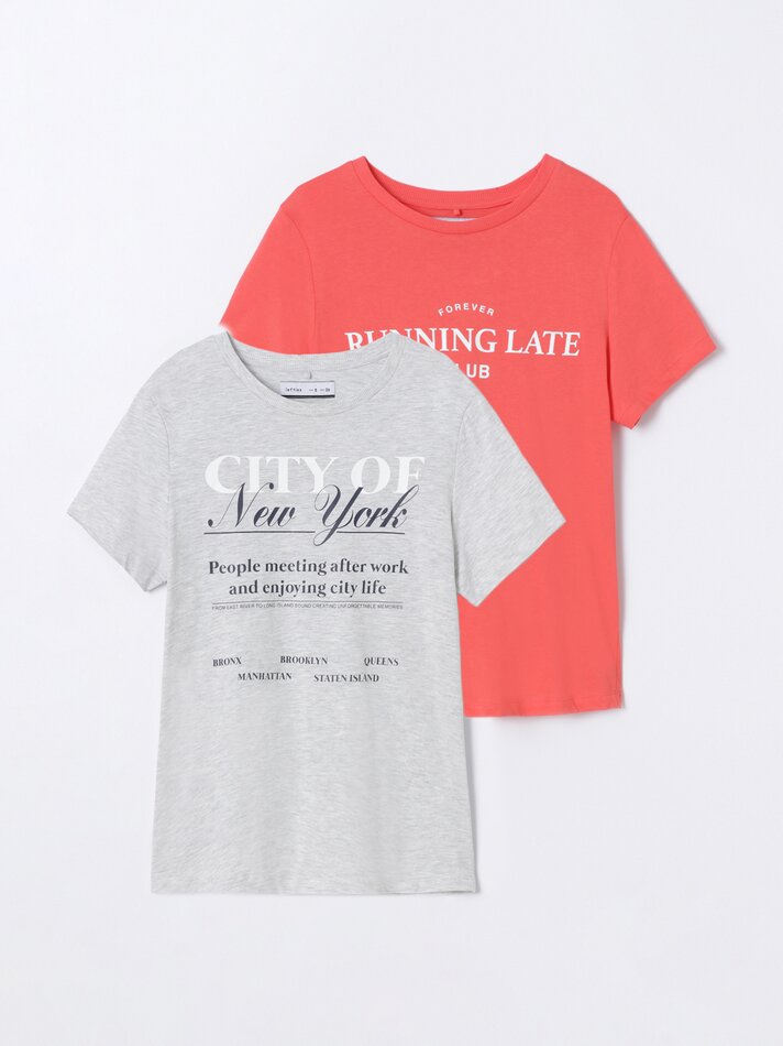 Pacote com 2 camisetas estampadas - Coral Forte