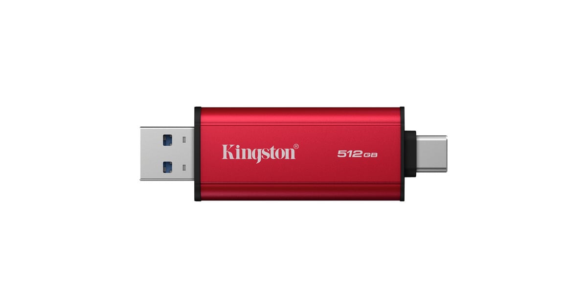 KingstonDual Portable 512 GB externe SSD  (Rood/zwart, SPSD/512GB, USB-A 3.2 (10 Gbit/s), USB-C 3.2 (10 Gbit/s))