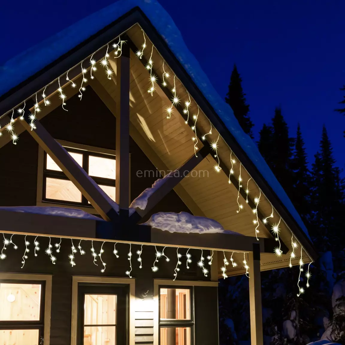 Stalactite lumineuse 17,80 m 720 LED câble transparent Stars Blanc chaud