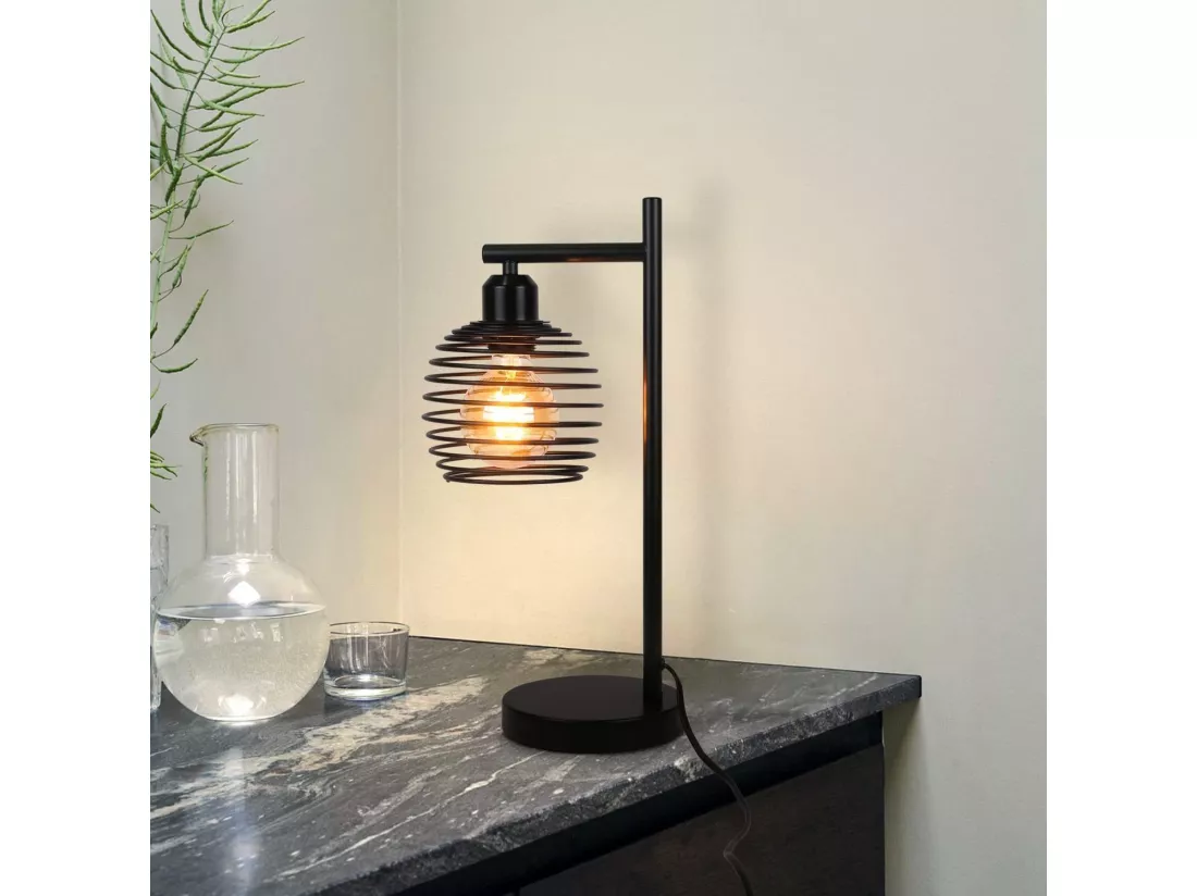NETTLIFE Lampe de table Vintage Lampe de chevet E27 - Noir Chambre à coucher Lampe de table industrielle en métal Max. 40w Lampe de bureau rétro